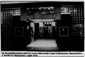 Exterior of Diamond Jim's Metrocenter Mall July 1982, shortly after its opening