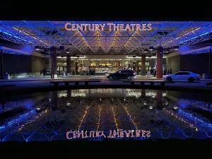 Cinemark Century Mountain View 16 front entrance, night