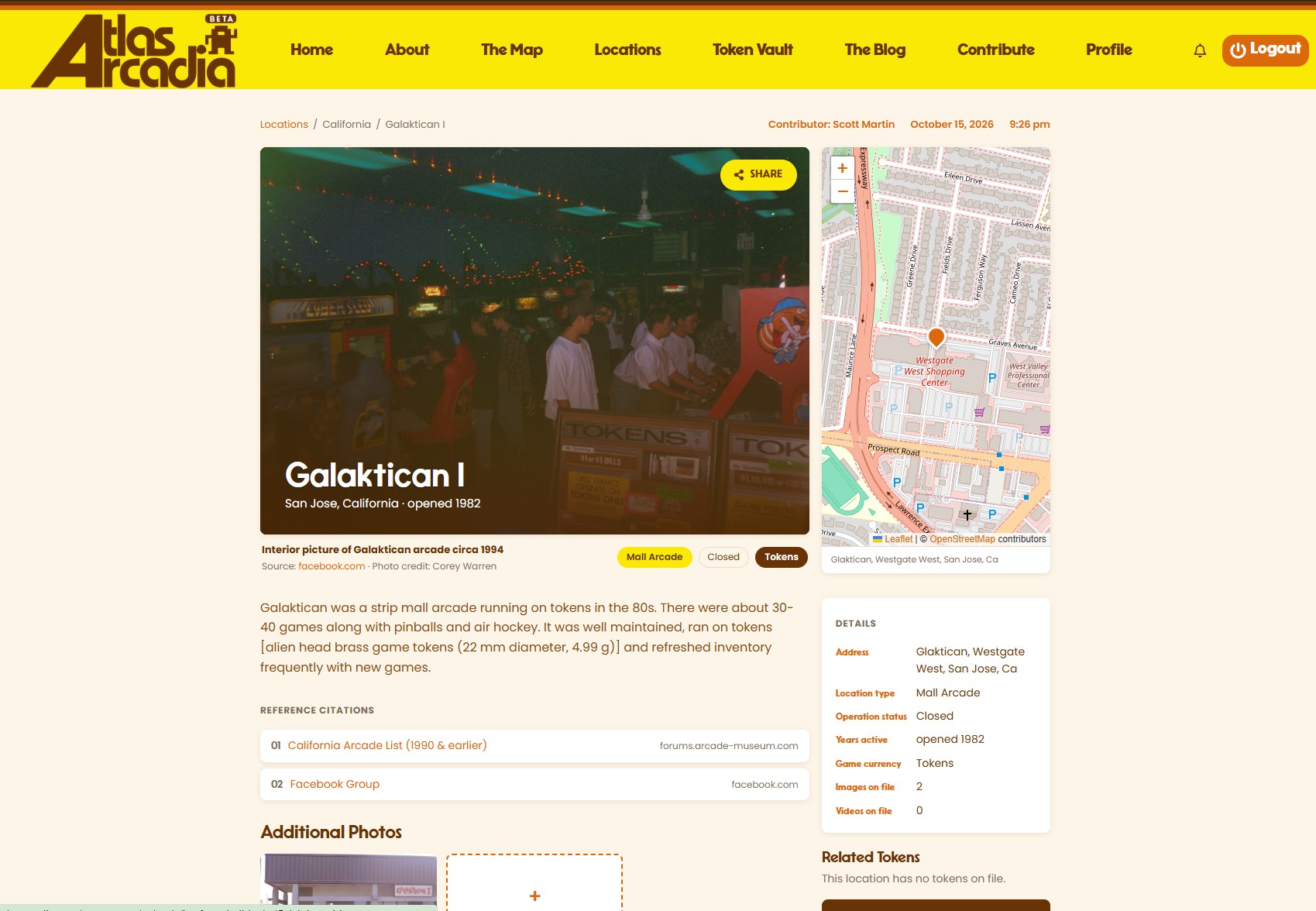 Screenshot of Galaktican 1 location page